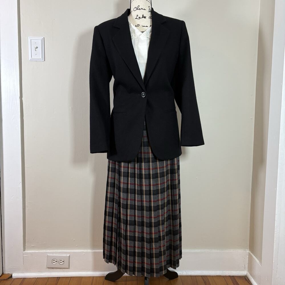 VTG Sag Harbor Black Pure New Wool Blazer Jacket 8 Dark Academia Office Preppy